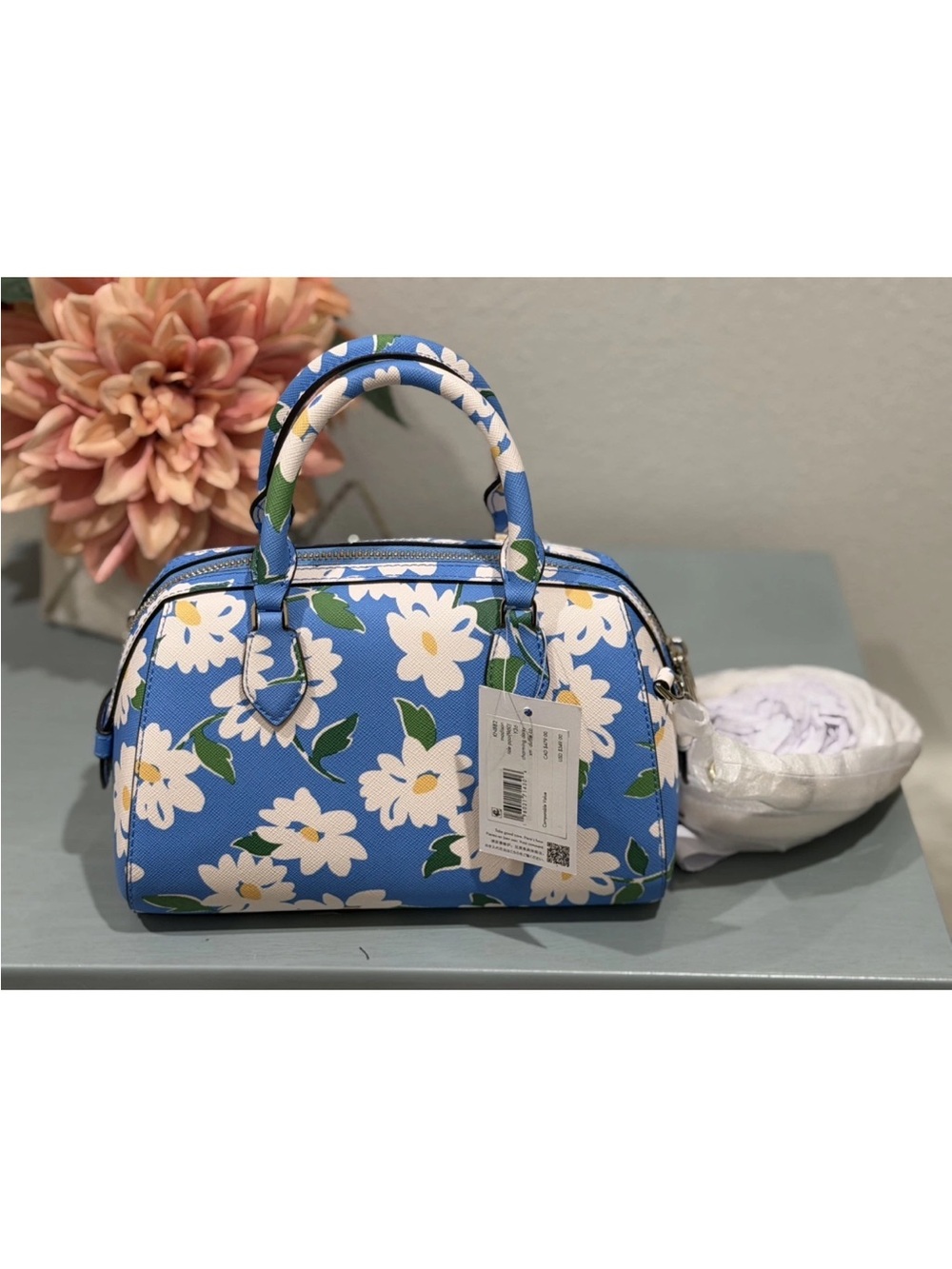 Kate Spade Madison Tide Pool Charming Daisy Small Duffle Bag Handbag Crossbody - Picture 8 of 9